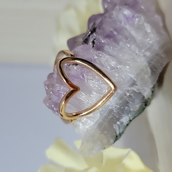 Open Heart Gold Tone Fashion Ring - Picture 2 of 10